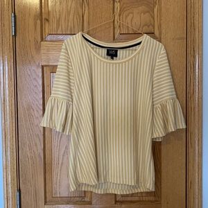 Yellow and White Striped Top.  size L